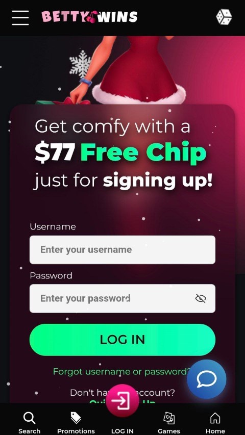 Log in and claim $77 free chip bonus at BettyWins